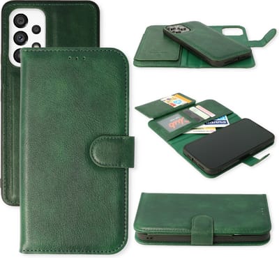 Casemania Hoesje Geschikt voor Samsung Galaxy A33 5G - Groen - 2 in 1 Luxe Kunstlederen Portemonnee Book Case met Extra Vakken