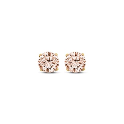 New Bling 9NBG-0575 Gouden Oorknopjes met Zirkonia 5mm - Champagne - Rond - 14 Karaat - Goud