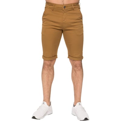 Enzo | Heren slim-fit stretch chinoshort - bruin