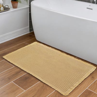 Wafelstructuur badmat, antislip en absorberend, beige