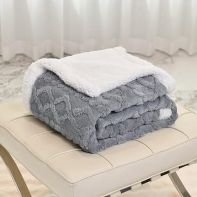 Dubbelzijdige Sherpa Fleece Deken - Super Zacht en Warm voor Bank en Bed (Mistblauwe Kabel, 130 × 150 cm)
