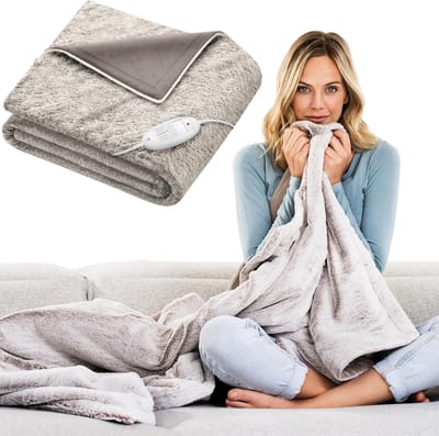 White-Label Warmtedeken Draadloos - Warmtedeken met 10 standen - Verwarmingsdeken met Automatische Timer - 130x180cm - Nordic