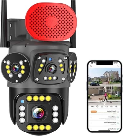 Bewakingscamera Buiten - IP Camera Beveiligingscamera - Huis Beveiligen - Automatische Tracking - 6MP - Zwart