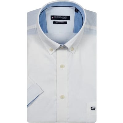 Giordano Overhemd League Button-Down Solid Hemp Yarn Fabric Wit / male