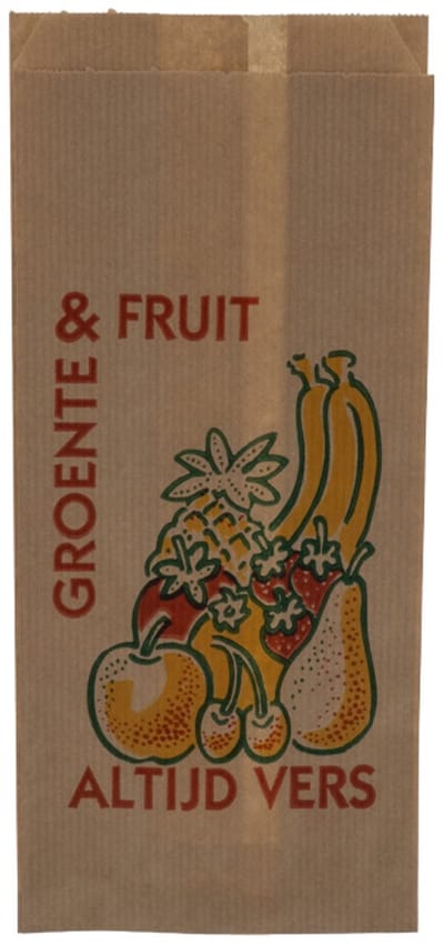 Papieren zak 0,5 pond kraft (Nr. 0) – groente en fruit ‘Altijd Vers’ – Doos 10 kg
