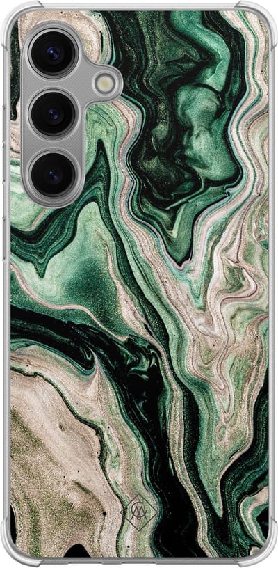 Casimoda® hoesje - Geschikt voor Samsung Galaxy S24 Plus - Groen marmer / Marble - Shockproof case - Extra sterk - TPU/polycarbonaat - Groen, Transparant