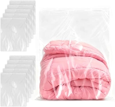 Grote Herbruikbare Ritszakken van 60 x 80 cm, Ideaal voor Kleding, Reisorganizer en Waterdichte Opslagoplossing - 10 Stuks Transparante Zakjes