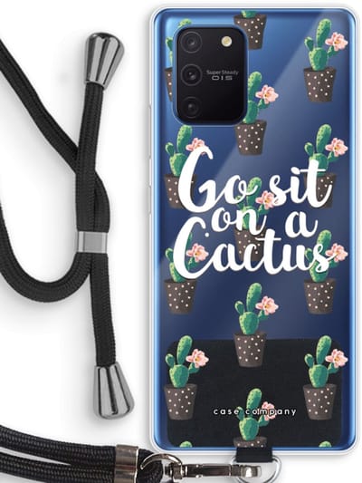 Case Company® - Hoesje met koord geschikt voor Samsung Galaxy Note 10 Lite hoesje met Koord - Cactus quote - Telefoonhoesje met Zwart Koord - Bescherming aan alle Kanten en Over de Schermrand