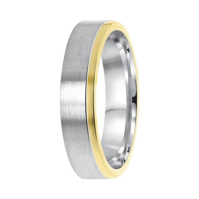 Lucardi Heren Vriendschapsring Salamanca - Ring - Vaderdag Cadeautje - Echt Zilver - Zilver en Goudkleurig