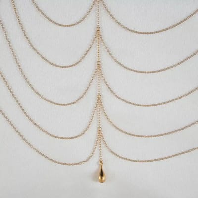 Sylvie Monthulé | Gold Nipple Clamp and Nipple Jewelry | Draped Chain