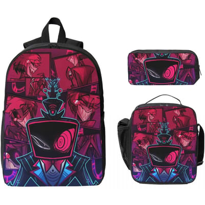 Alastor Vox Hazbins Hotels Kinderrugzak Lunchbox Etui voor Jongens Meisjes Kleuterrugzakken Schooltas Boekentas Set