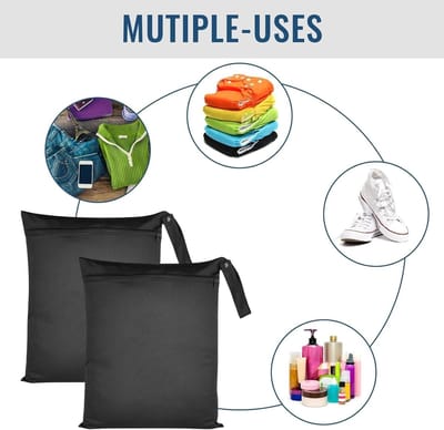 Waterdichte organizer zakken, 2 stuks herbruikbare reiswaszakken met handvat en rits, ideaal voor zwemmen, sportschool en luiers, maten 20 x 30 cm en 25 x 38 cm