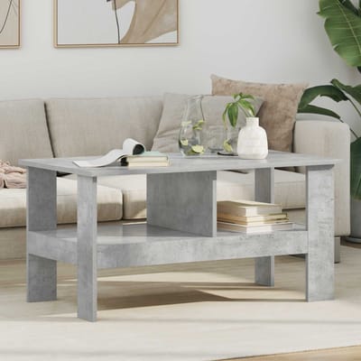 vidaXL - Salontafel - Beton - Grijs - 90 - x - 50 - x - 45 - cm - Bewerkt - hout