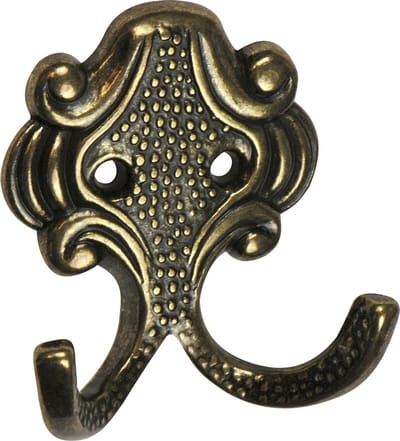 AVENUE DECORATION jashaak "Grecht" | 2-haaks | B 62 x H 65 mm | oud messing