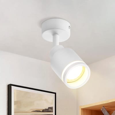 Glitzerlife - Plafondspot Plafondlamp - 355° draaibaar en 180° kantelbaar - moderne opbouwspot GU10 - verstelbare spotlight - metaal - Ø6cm - wit - 1xGU10 fitting