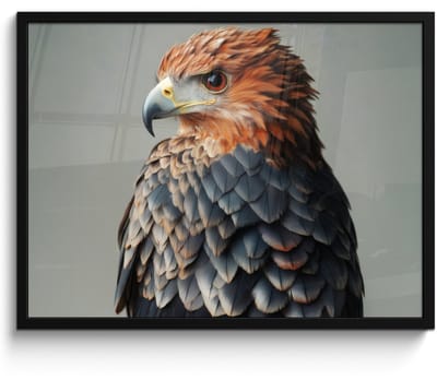 Poster in lijst - Fotolijst 70x50 cm - Posters - Vogel - Realistisch - Veren - Bruin - Posterlijst zwart - Decoratie - Wanddecoratie woonkamer - Muurdecoratie slaapkamer