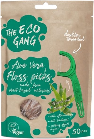 The Eco Gang - Tandenstokers met flosdraad met Aloë Vera - 50 stuks
