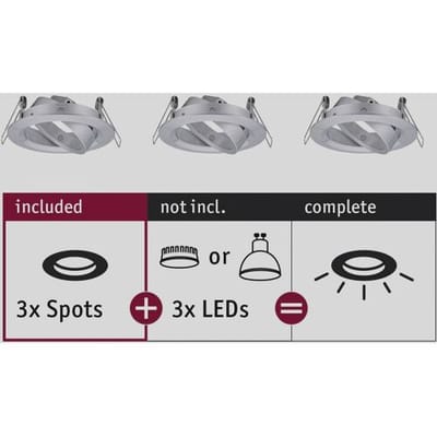 Inbouwlamp Choose Basisset zwenkbaar rond 84 mm 50° max. 3x10W 230V dimbaar Alu gedraaid