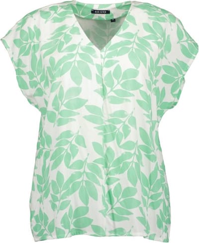 Blue Seven - Blouse 180232 wit/groen print v-hals korte mouwen - maat 40