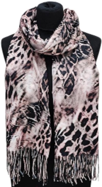Lange Warme Sjaal - Panterprint - Taupe/Zwart - 190 x 70 cm (23-8#)