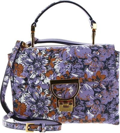 COCCINELLE Leren Handtas Schoudertas Arlettis Flower Print Handbag Printed Grained Leather Multi. Lavender Veelkleurig