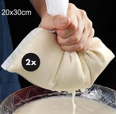 Actie4you® - Kaasdoek - Passeerdoek - Neteldoek - Passeerzeef- Notenmelkzak - Zeefdoek – Nylon - 30x20 cm – 2 Stuks