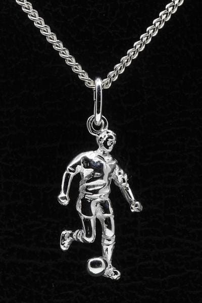 Zilveren Voetballer ketting hanger - 3