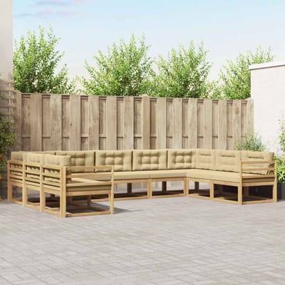 vidaXL - Buiten - bank - set - 9 - st - Wit - en - Beige