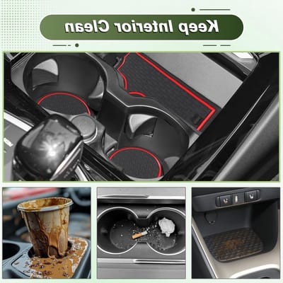 Niet-slip autovloermatten voor BMW X3 G01 (2018-2024) & X4 G02 (2019-2024) - Rubber mat voor middenconsole, bekerhouder en deurleggers (Rood)