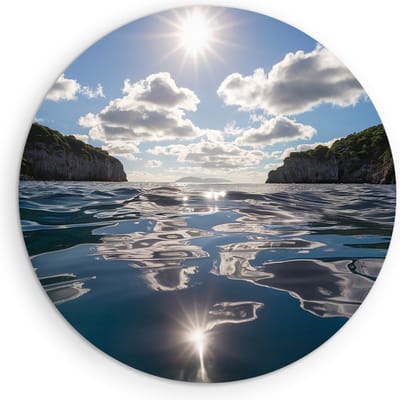 Saammp Muurcirkel Hout - Rotsen - Zee - Landschap - Natuur - Ø 90 - Wandcirkel - Wanddecoratie Cirkel - Muurdecoratie Woonkamer - Slaapkamer decoratie - Rond Schilderij