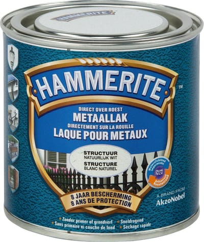Hammerite Metaallak Structuur - Natuurlijk Wit - 250ML - Natuurlijk Wit