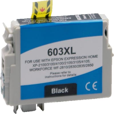 Inkmaster Huismerk premium voor Epson 603 XL BK Zwart Met Chip - Epson 603XL - Voor Printers: XP-2100 / XP-2105 / XP-3100 / XP-3105 / XP-4100 / XP-4105 / Workforce / WF-2810DWF / WF-2830DWF / WF-2835DWF / WF-2850DWF Inktcartridges  Epson