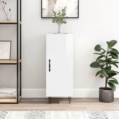 Hoge Kast - Opbergkast Dressoir - Slaapkamer Interieur - Vochtbestendig Houtmateriaal - 34x34x90 cm - Hoogglans Wit