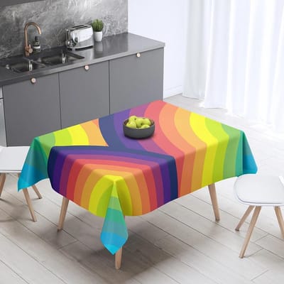 Regenboog Print Patroon Tafelkleed Huisdecoratie Tafel Rechthoekig Feest Vlekbestendig Stofhoes 160x260cm