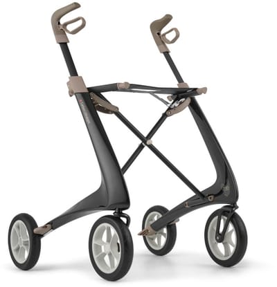 Rollator Acre Carbon Ultralight M, zwart, met kleine organizer bag