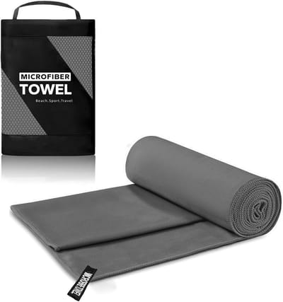 Microvezel Handdoek - Sporthanddoek Lichtgewicht - Reizen en Sport - Ultralicht en Sneldrogend - 60 x 122 cm - Grijs