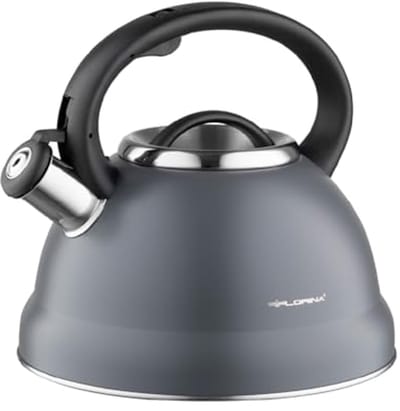 Roestvrijstalen Waterkoker 2,5L met Bakelieten Handvat - Fluitketel voor Thee en Koffie - Geschikt voor Alle Kookplaten - Kleur: Grijs