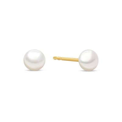 New Bling 9NBSAM-G230170 Gouden Oorknoppen met Parel - 5mm - 14 Karaat - Goud