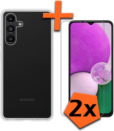 Hoes - Met 2x Screenprotector - Geschikt voor Samsung Galaxy A13 5G - Sterk & Shockproof - Back Cover - Siliconen Case - Telefoon Hoes - Transparant
