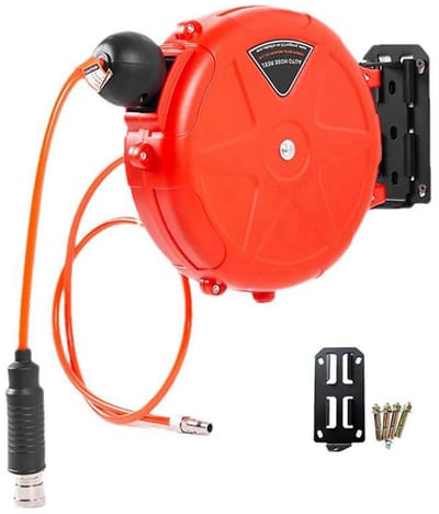 Allecto - Intrekbare luchtslanghaspel - Automatisch oprol-slanggereedschap - Wandmontage - Rood - Luchtslangaccessoire - Geschikt voor luchtcompres...
