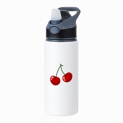 Hacebo® - Kers waterfles met rietje zwart - Kersen - Fruit liefhebbers - Fruit - bessen - gezond eten - water fles - 650ML
