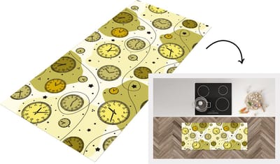Keukenloper - Loper keuken - Retro - Klok - Patronen - Stippen - 120x50 cm - Keukenloper vinyl