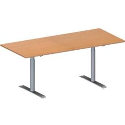 Schäfer Shop  Genius Vergadertafel MODENA FLEX, in hoogte verstelbaar, rechthoekige vorm, T-poot ronde buis, B 1800 x D 800 mm, beukenpatroon