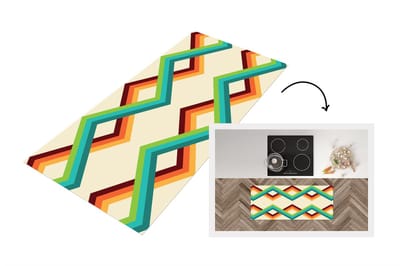 Keukenloper 120x50 cm - Keukenmat vinyl Retro - Strepen - Design - Seventies - Keukenmatten loper - Keuken vloerkleed tapijt