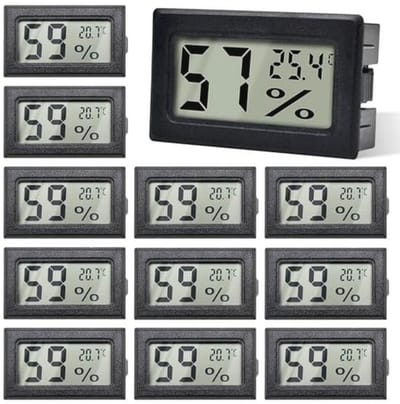 12 stuks Mini Thermometers en Hygrometers voor Binnen - LCD Temperatuur en Luchtvochtigheid Meter