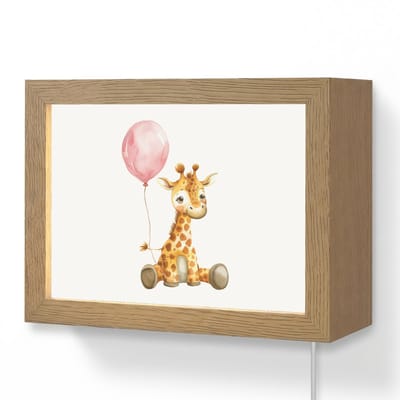 Wandlamp 20x15 cm - Oplaadbaar - Giraf - Baby - Dieren - Roze ballon - Wandlampen binnen woonkamer - Slaapkamer lamp met kabel - Decoratieve nachtlamp - Vloerlamp snoer
