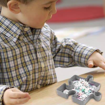 Puzzel Sorteerset - Puzzel Bakjes - Puzzelstukjes Sorteren - Stapelbaar Ontwerp - 6 Delig - Grijs