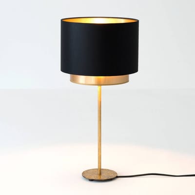 Holländer Tafellamp Mattia, zwart/goud chintz