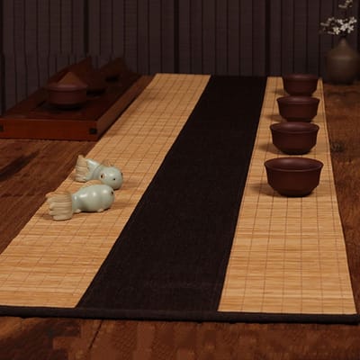 Tafelloper Bamboe - Theetafelmat - Tafel Decoratie - Handgeweven Stijl - 30x60cm - Natuurlijk