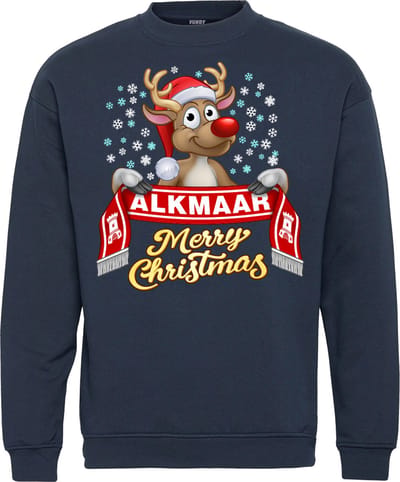 Kersttrui Alkmaar | Foute Kersttrui Dames Heren | Kerstcadeau | AZ Alkmaar supporter | Navy | maat 104/116
